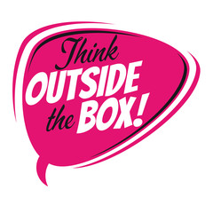 think outside the box retro speech bubble