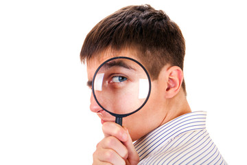 Young Man with Magnifying Glass
