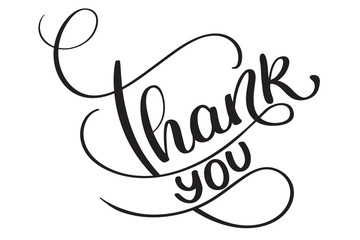 thank you words on white background. Hand drawn Calligraphy lettering Vector illustration EPS10