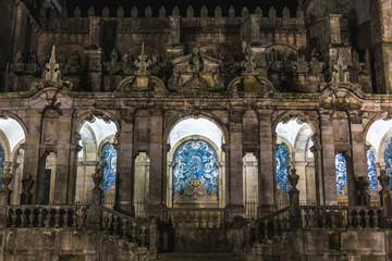 ceramic tilework of Porto Cathedral loggia in Porto, Portugal