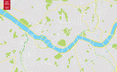 Obraz premium Vector color map of Seoul, South Korea. City Plan of Seoul