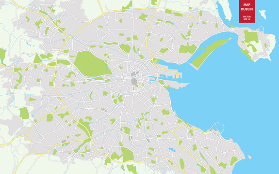 Vector color map of  Dublin, Ireland. City Plan of Dublin