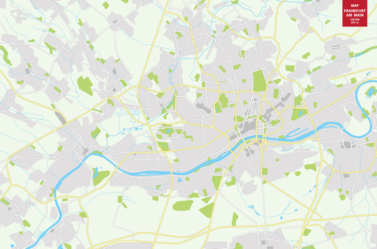 Vector color map of  Frankfurt am Main, Germany. City Plan of Frankfurt am Main