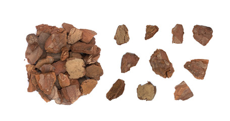 Heap Of Pine Tree Bark Chip Isolated