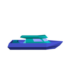 Polygonal motor boat. Isolated on white background. 3d Vector illustration.