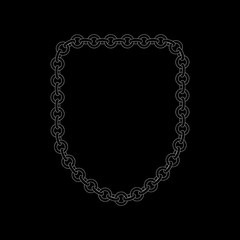 Chain frame.Shield. Isolated on black background.Vector outline illustration.