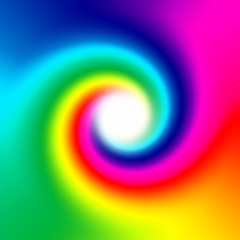 Abstract rainbow spiral with white space in the middle of vortex