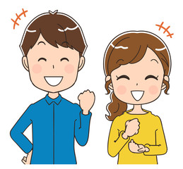 笑顔の夫婦のイラスト