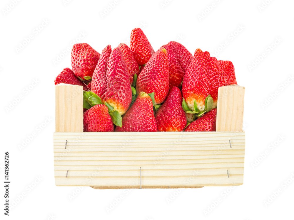 Wall mural strawberries in the wooden box - Wall murals