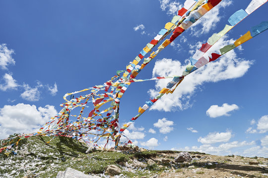 Prayer flags, Linxia, Gansu Province, China