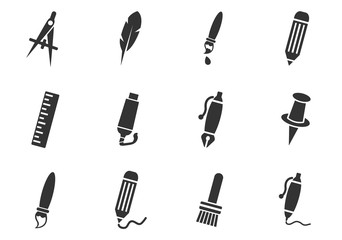 Obraz premium art tools icon set
