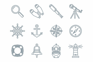 Морские иконки и пиктограммы оптических приборов