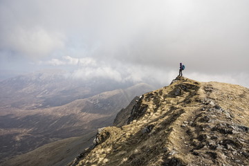 Hiker on mountain peak