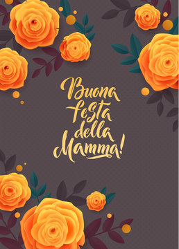 Mother s Day greeting card. Confetti and Rose Floral Background. Italian Text