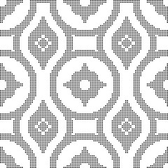 Fototapeta premium Halftone round black seamless background round geometry flower
