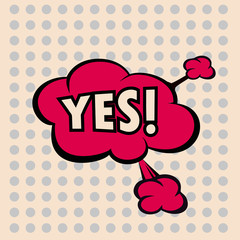Fototapeta premium llustration Yes! in comic stile, on cloud