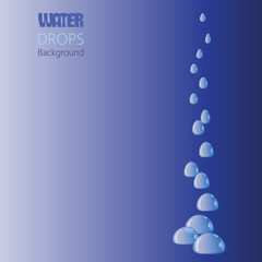 DROP OF WATER. Blue background. Realistic transparent water drops. Design banner, poster, Wallpaper for website background, presentation, book cover.