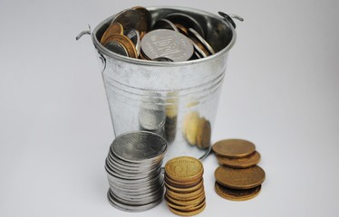 a bucket of coins