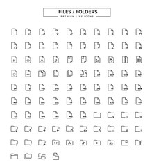 Files Folders Line Icon Set