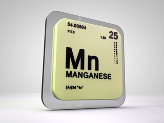 Manganese - Mn - chemical element periodic table 3d render