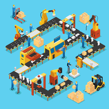 Isometric Automated Production Line Concept