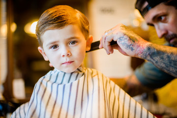 Boy in barbershop