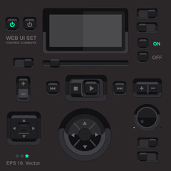 Player interface, design element, vector set, mobile app, smartphone, tablet, web tab, navigation bar