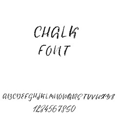 Hand drawn font made by dry brush strokes. Grunge style modern alphabet. Handwritten font. Vector illustration.