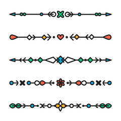 Set of colorful line geometric dividers vector isolated