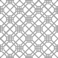 Halftone round black seamless background check polygon cross line