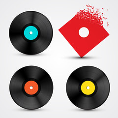 Vinyl LP Discs Set. Retro Music Objects.