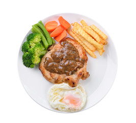 chicken steak on white background