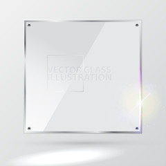 Vector white square glass - light background and banner