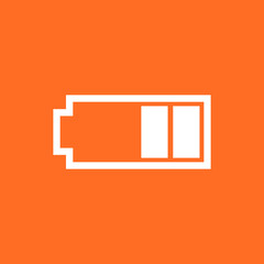 Battery level indicator. Vector illustration on orange background.