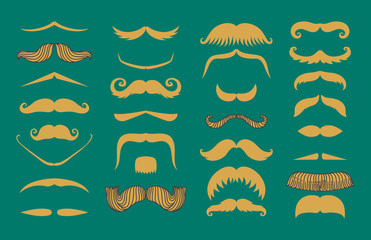 Silhouette vector mustache hair hipster curly collection beard barber and gentleman symbol fashion adult human facial gave vector illustration.