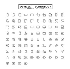 Devices Technology line icon set