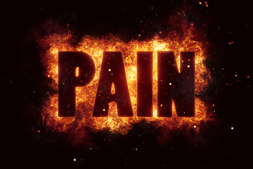 pain text on fire flames explosion burning