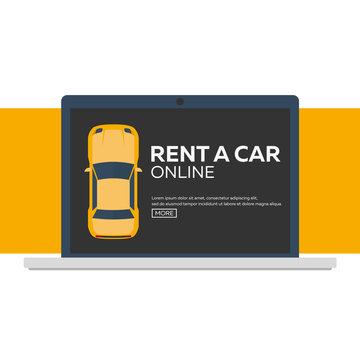 Rent a car. Concept of Web banner. Vector flat illustration.