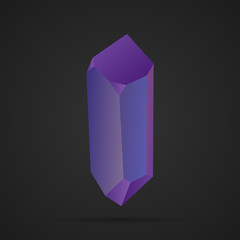 Purple crystal on a dark background. Vector