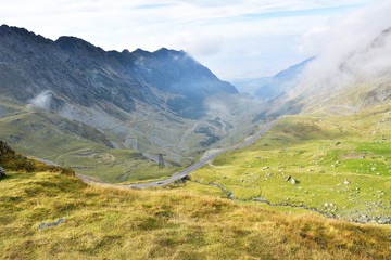 Naklejka premium Transfagarasan - the most famous road in Romania, breaking through the mountain