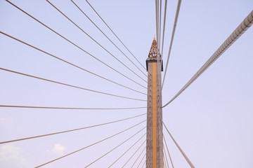 Elevated expressway / View of slings stretched on the elevated expressway cross the river.