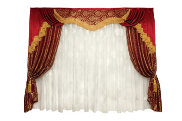 Curtains with lambrequin and tulle