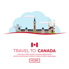 Obraz premium Travel to Canada. America. Vector flat illustration.