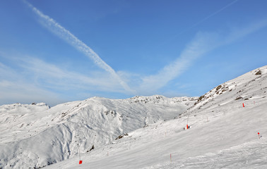 Ski resort of a valley of Zillertal - Mayrhofen region, Austria