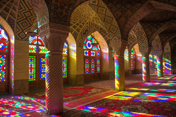 Nasir-ol-Molk Mosque also known as the Pink Mosque, is a traditional mosque in Shiraz, Iran - 141381791