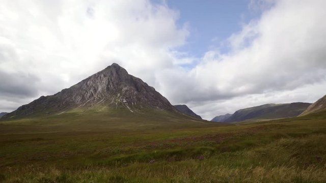 The iconic view of Buachaille Etive Mor summit from Glencoe in the Scottish Highlands. UK.