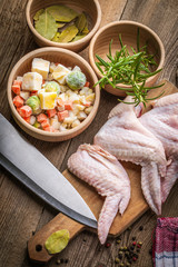 Fresh chicken wings.