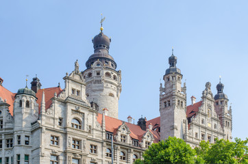 Fototapeta na wymiar Leipzig new town hall detail view.