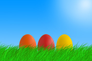 Happy Easter day colorful painted Easter eggs