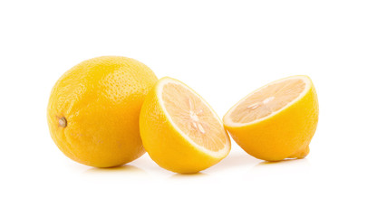 Fresh ripe lemons isolated on white background.